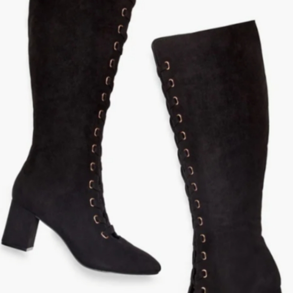 Fabulous Vegan Lace-Up Knee Boots! S6 - Brand New! - Picture 2 of 7